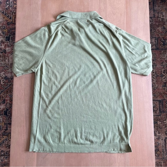 Holt Renfrew Sage Green Cotton Polo Shirt - Picture 4 of 8